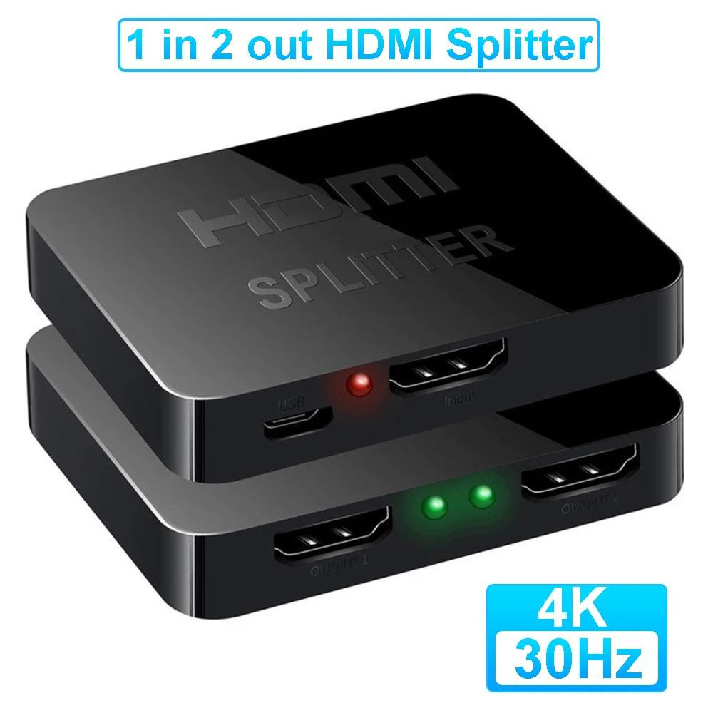 TV PC Ʈ  Ϳ  ÷, 4K HDMI ø, 1x2 HDMI ġ, 1 in 2 out  Ʈ ø, 1080P